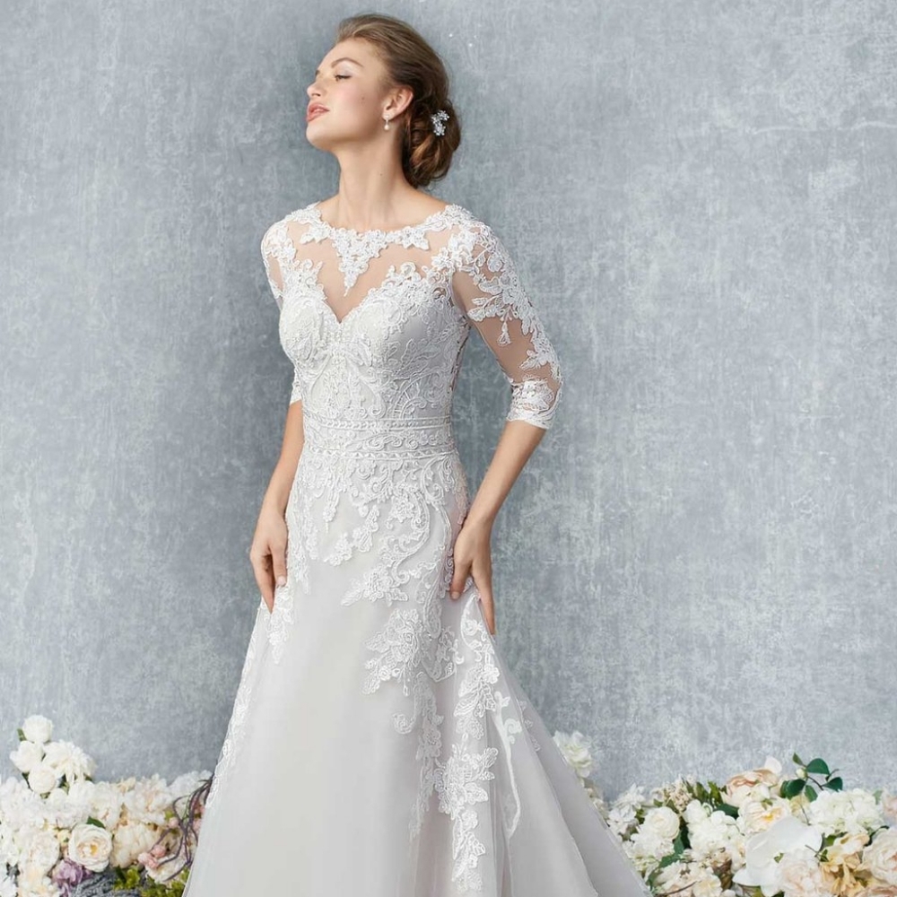 Kenneth Winston 1835 Ivory 22 BoHo Lace Wedding Dress with Sleeves